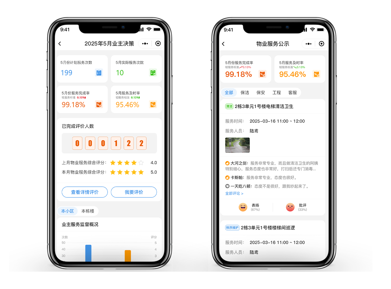 极致物业管理系统-业主决策 物业服务公示页面