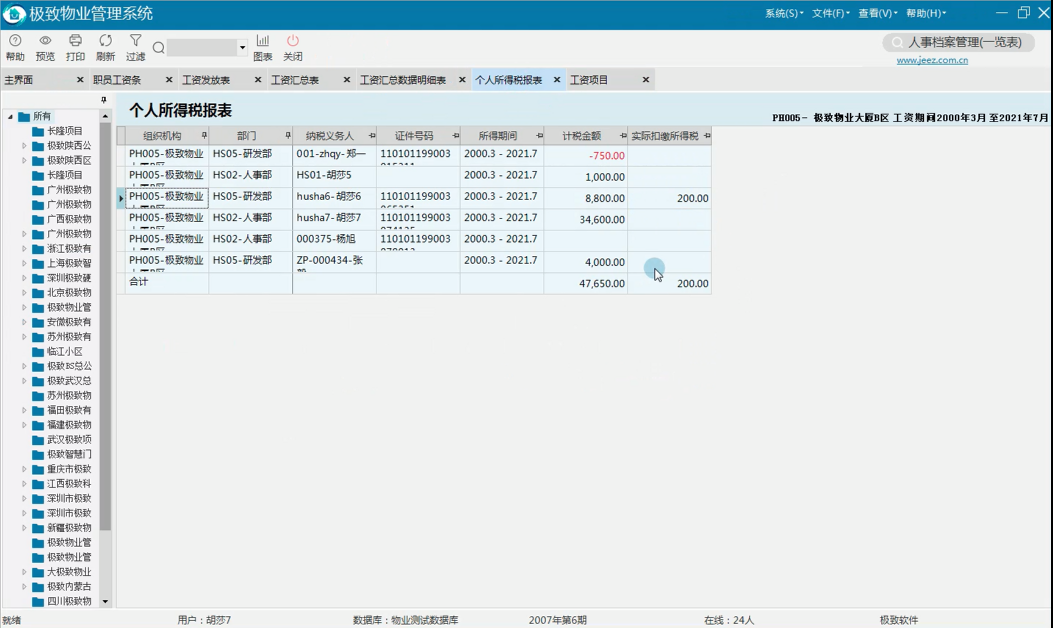 个人所得税报表